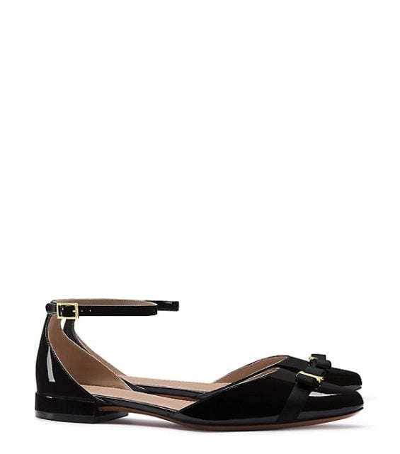 Tory Burch GEMINI LINK BOW ANKLE-STRAP FLAT Black Port tory burch extra 30% sale