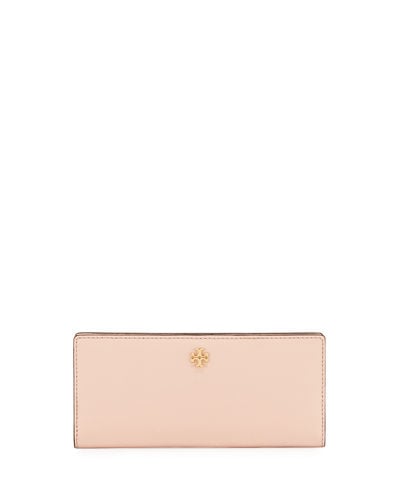 Tory Burch Robinson Slim Leather Wallet Pale Apricot Neiman Marcus christmas sale