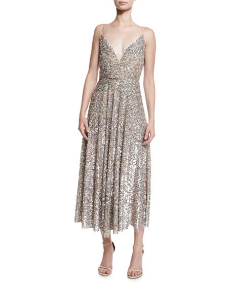 Valentino Sequined Wrap-Bodice Slip Dress, Praline sequin dresses new year's eve