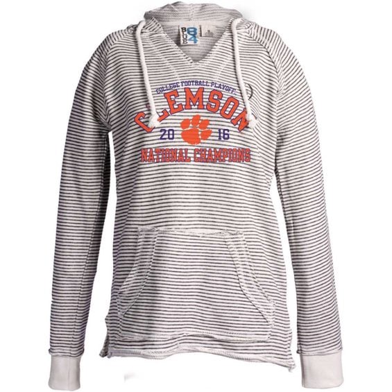 Blue 84 Clemson Tigers Women's Cream College Football Playoff 2016 National Champions French Terry Pullover Hoodie