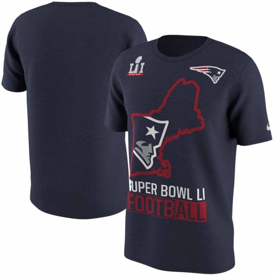Nike New England Patriots Navy Super Bowl LI Bound Local State T-Shirt