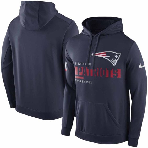 Nike New England Patriots Navy Super Bowl LI Bound Team Travel Circuit Performance Pullover Hoodie