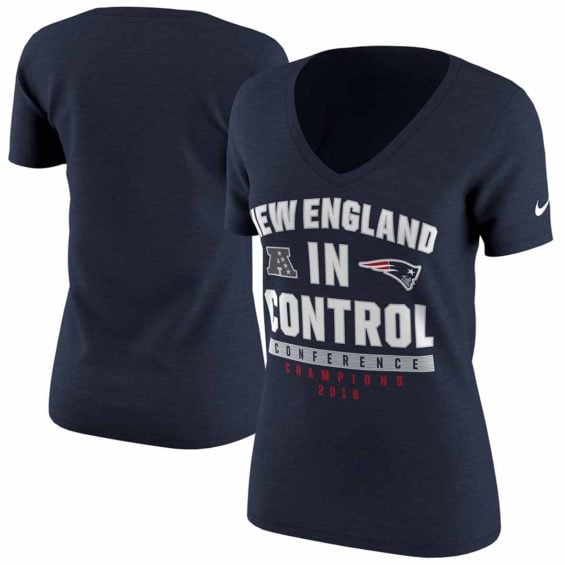 Nike New England Patriots Women's Navy 2016 AFC Conference Champions In Control V-Neck T-Shirt