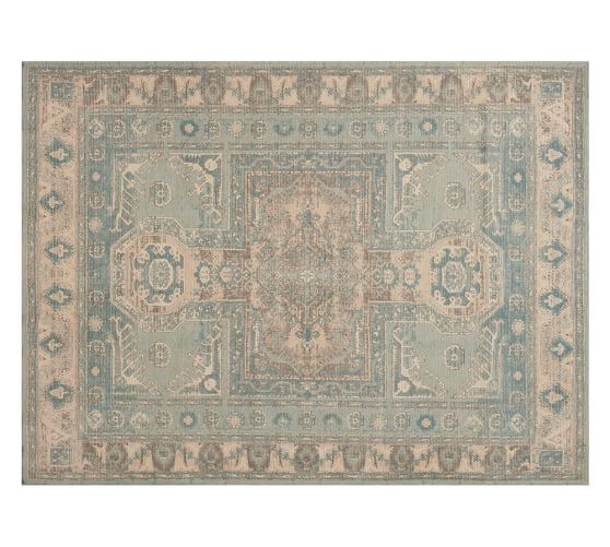 Pottery Barn SLOANE PRINTED RUG - GREEN MULTI sale