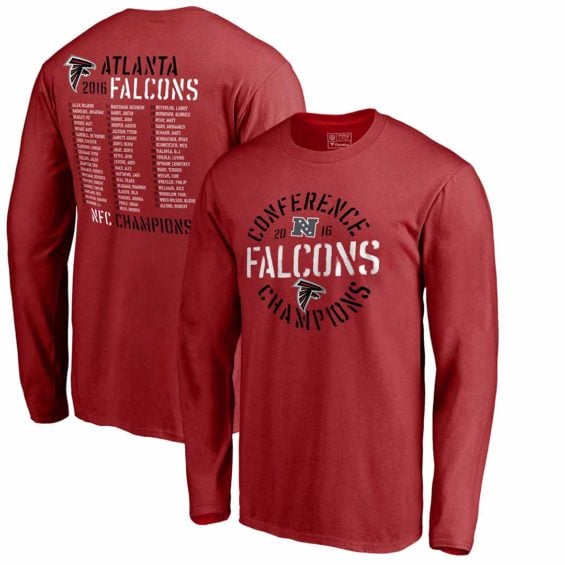 Pro Line by Fanatics Branded Atlanta Falcons Red 2016 NFC Conference Champions Roster Long Sleeve T-Shirt atlanta falcons nfc champions