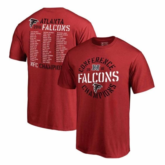 Pro Line by Fanatics Branded Atlanta Falcons Red 2016 NFC Conference Champions Roster T-Shirt