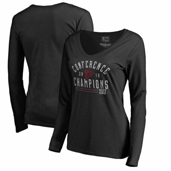 Pro Line by Fanatics Branded Atlanta Falcons Women's Black 2016 NFC Conference Champions Spectacle V-Neck Long Sleeve T-Shirt