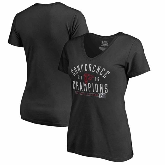 Pro Line by Fanatics Branded Atlanta Falcons Women's Black 2016 NFC Conference Champions Spectacle V-Neck T-Shirt atlanta falcons nfc champions