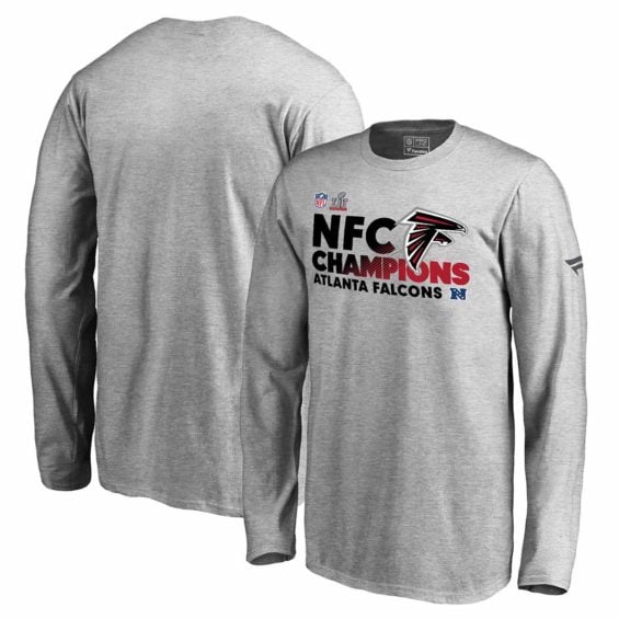 Pro Line by Fanatics Branded Atlanta Falcons Youth Heathered Gray 2016 NFC Conference Champions Trophy Collection Locker Room Long Sleeve T-Shirt