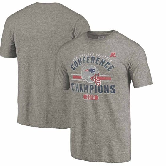 Pro Line by Fanatics Branded New England Patriots Heathered Gray 2016 AFC Conference Champions Vintage Snap Tri-Blend T-Shirt