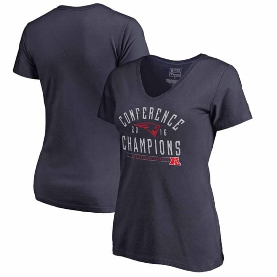 Pro Line by Fanatics Branded New England Patriots Women's Navy 2016 AFC Conference Champions Spectacle V-Neck T-Shirt