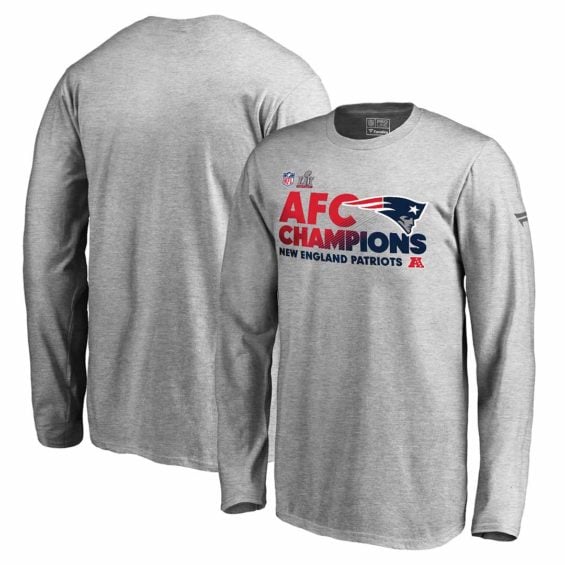 Pro Line by Fanatics Branded New England Patriots Youth Heathered Gray 2016 AFC Conference Champions Trophy Collection Locker Room Long Sleeve T-Shirt