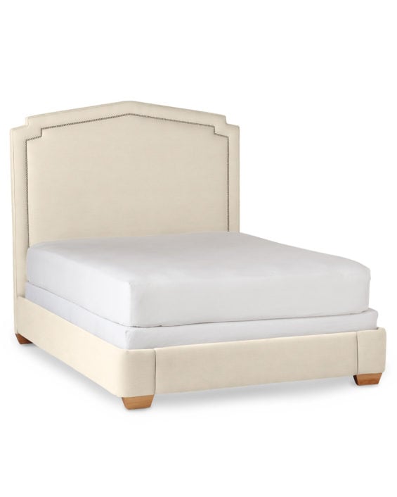 Serena & Lily Alta Bed with Nailheads Basketweave Fabric Biscuit sale