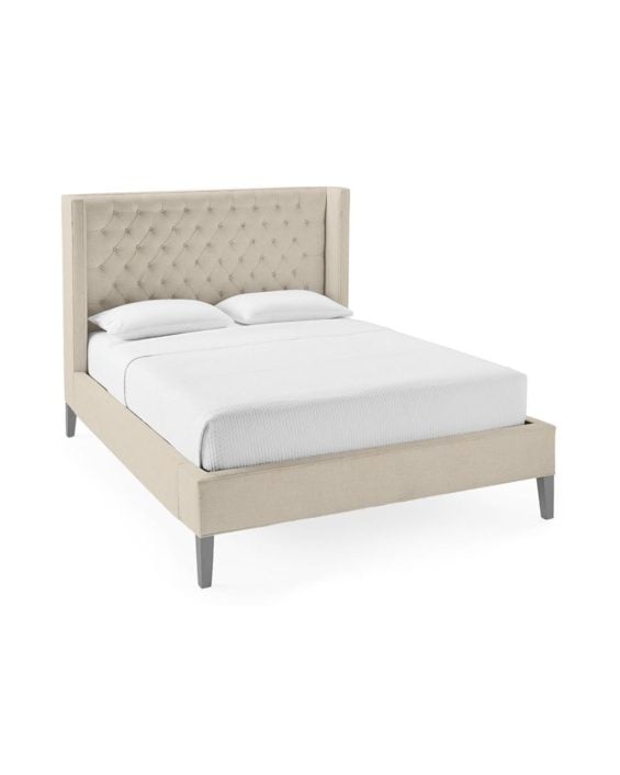 Serena & Lily Tall Broderick Tufted Bed Belgian Linen Sand sale