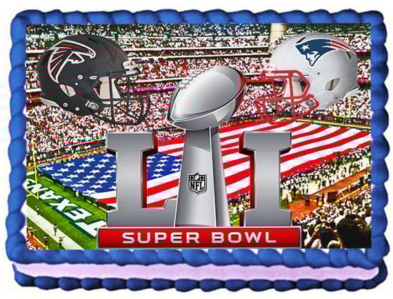 Super Bowl 51 Atlanta Falcons VS New England Patriots Football Party 1/4 Sheet Cake Topper.