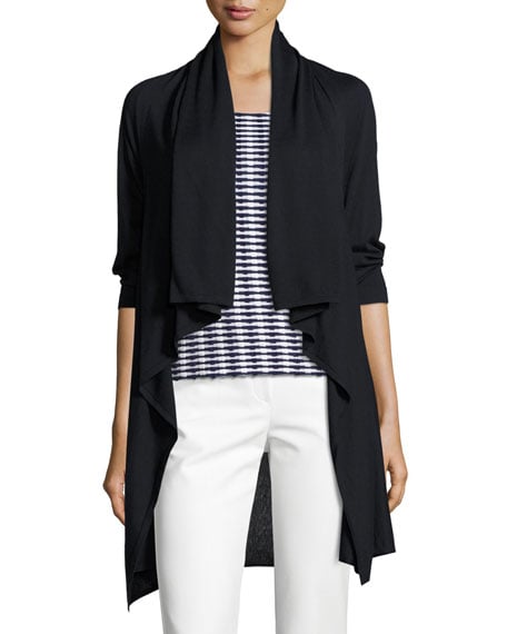 Armani Collezioni Draped 3/4-Sleeve Cardigan Midnight drape front cardigans spring