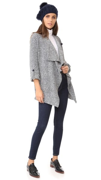 BB Dakota Anitra Drape Front Jacket Navy drape front cardigans spring