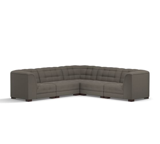 KEN FULK UPHOLSTERED 5-PIECE L-SHAPED SECTIONAL Pottery Barn upholstered sofas and upholstered sectionals sale