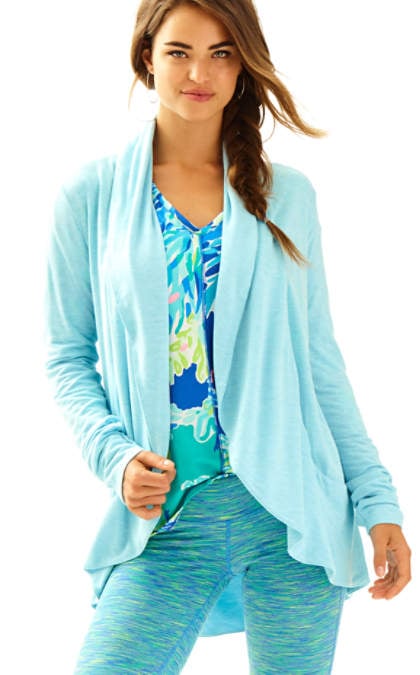 Lilly Pulitzer CASSINE CARDIGAN Sparkling Blue Heather drape front cardigans spring