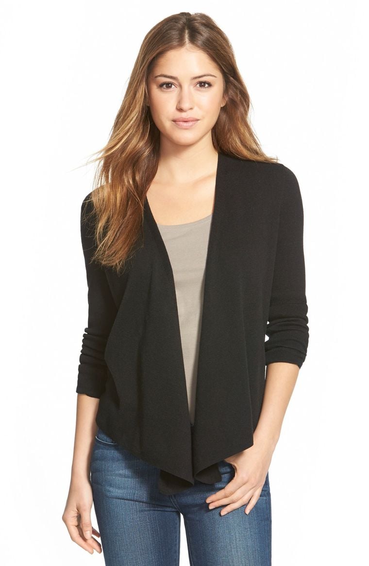 NIC+ZOE Four-Way Convertible Long Sleeve Cardigan Old Black Onyx drape front cardigans spring