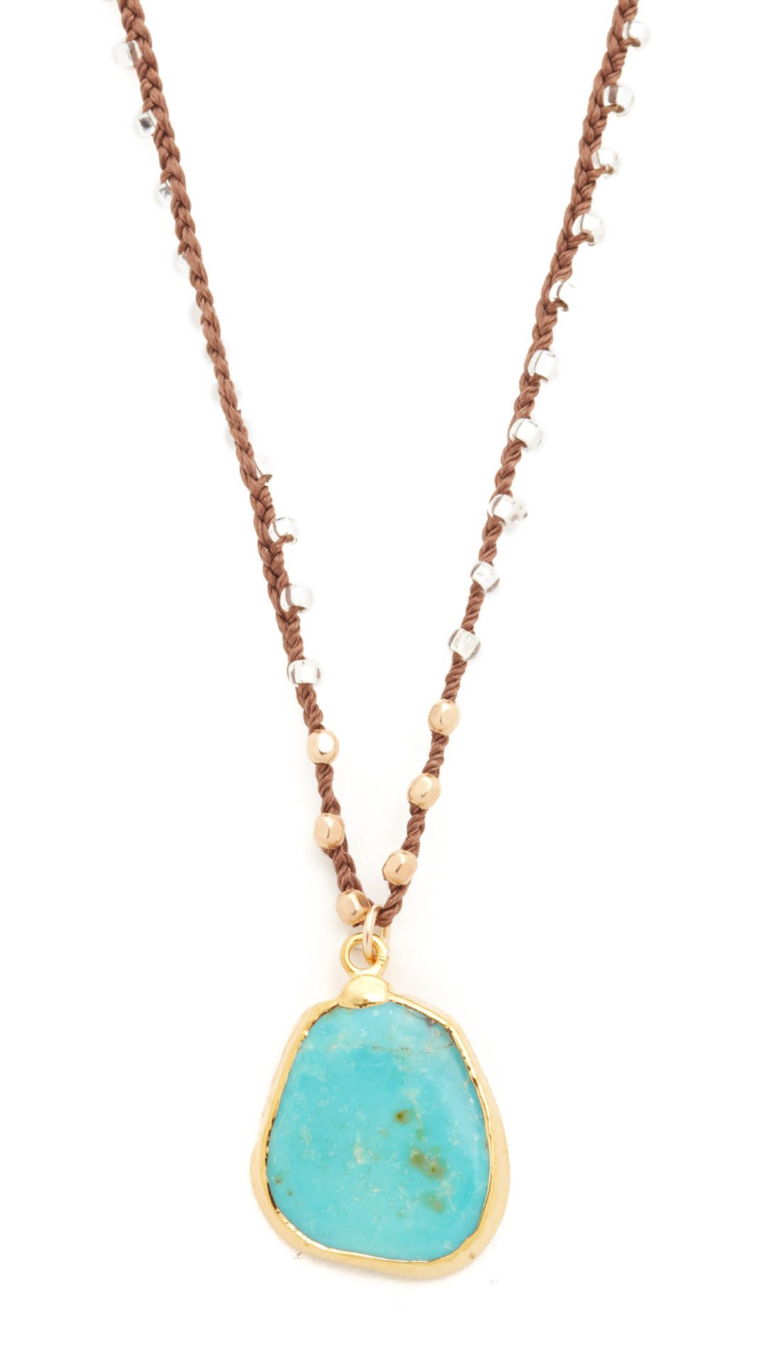 Native Gem Natural Turquoise Hand Crochet Necklace Turquoise Brown Clear Gold Shopbop buy more save more sale