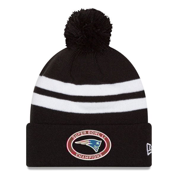 New Era New England Patriots Navy Super Bowl LI Champions Top Stripe Cuffed Knit Hat