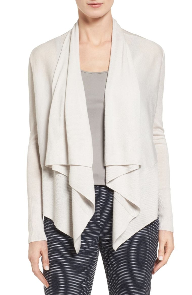 Nordstrom Collection Cashmere Drape Front Cardigan Grey Moonbeam
