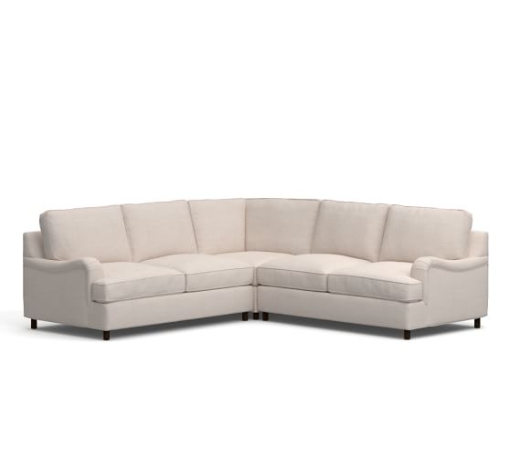PB COMFORT ENGLISH ARM UPHOLSTERED 3-PIECE L-SHAPED SECTIONAL WITH CORNER pottery barn upholstered sofas and upholstered sectionals sale