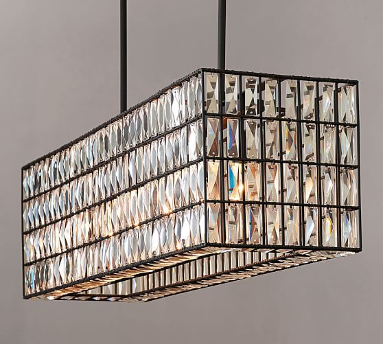 Pottery Barn ADELINE CRYSTAL RECTANGULAR CHANDELIER 2017 pottery barn dining room sale