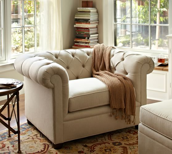 Pottery Barn CHESTERFIELD UPHOLSTERED ARMCHAIR pottery barn upholstered armchairs sale