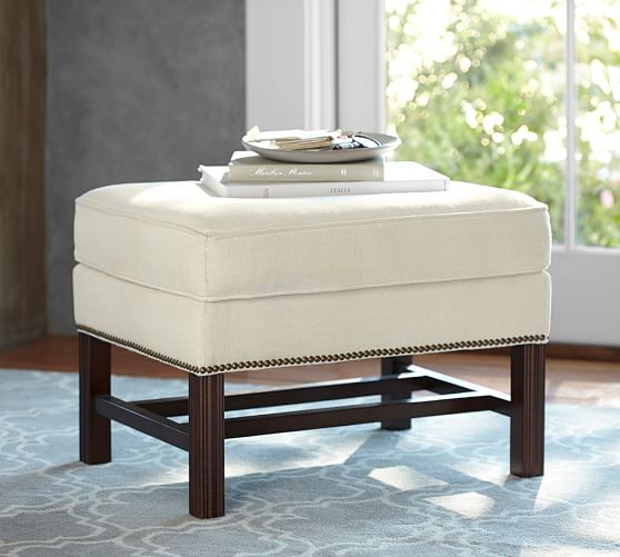 Pottery Barn THATCHER UPHOLSTERED OTTOMAN pottery barn upholstered armchairs sale