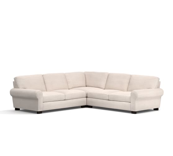 Pottery Barn TURNER ROLL ARM UPHOLSTERED 3-PIECE L-SHAPED SECTIONAL pottery barn upholstered sectionals sale
