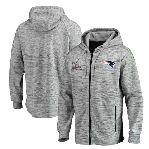 Pro Line by Fanatics Branded New England Patriots Heathered Gray Super Bowl LI Champions Left Tackle Space Dye Full-Zip Hoodie new england super bowl li champions