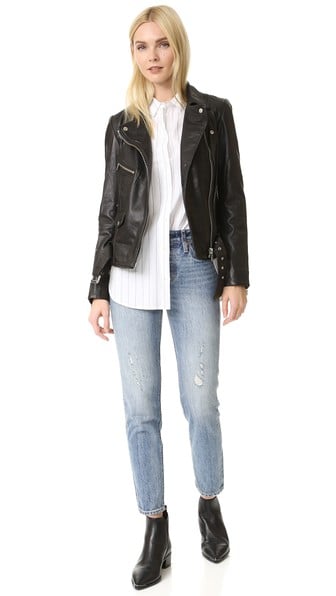 Scotch & Soda/Maison Scotch Leather Biker Jacket Black Shopbop buy more save more sale