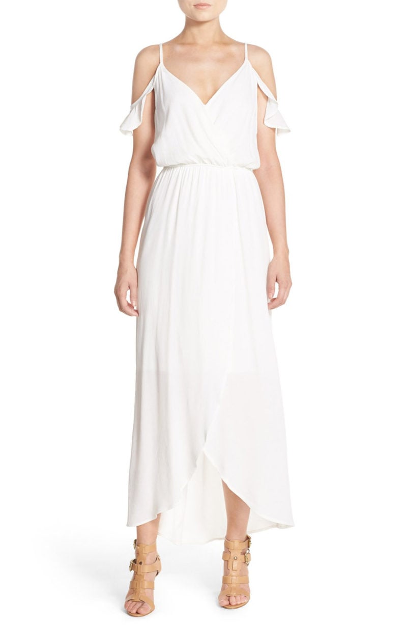 FRAICHE BY J Cold Shoulder Wrap Front Maxi Dress White cold shoulder maxi dresses spring 2017