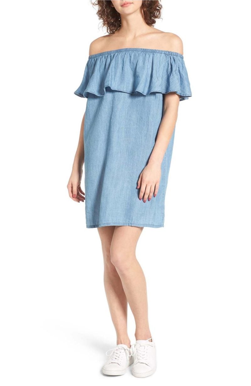 Hinge Off the Shoulder Chambray Off The Shoulder Cover-Up Chambray off the shoulder beach cover ups for spring break 2017