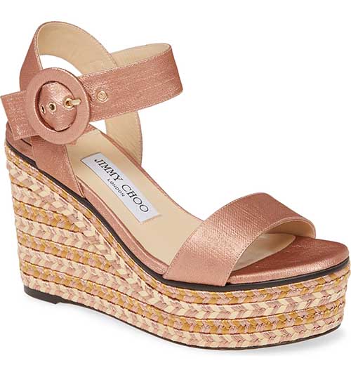 Jimmy Choo Platform Wedge Blush Mix platform espadrille wedge sandals