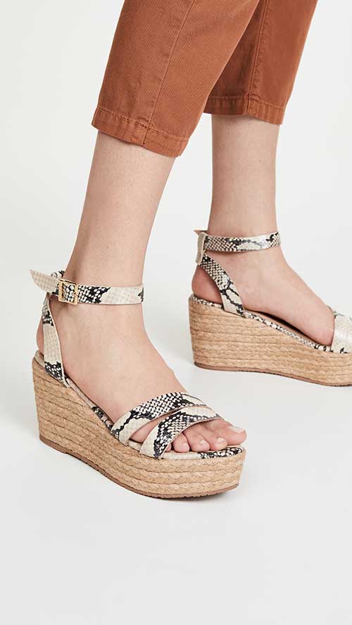 KAANAS Galapagos Snake Wedge platform espadrille wedge sandals women print embossed