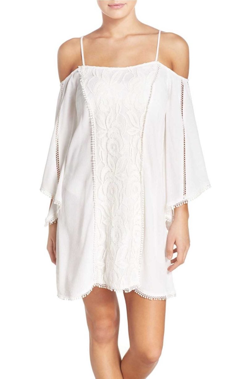 L SPACE Oracle Cover-Up Dress Ivory off the shoulder beach cover ups for spring 2017