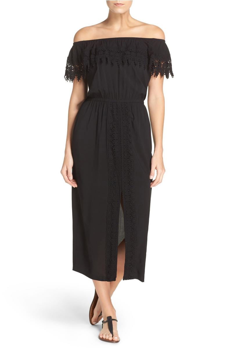 LA BLANCA Costa Brava Off The Shoulder Cover-Up Dress Black off the shoulder beach cover ups spring break 2017