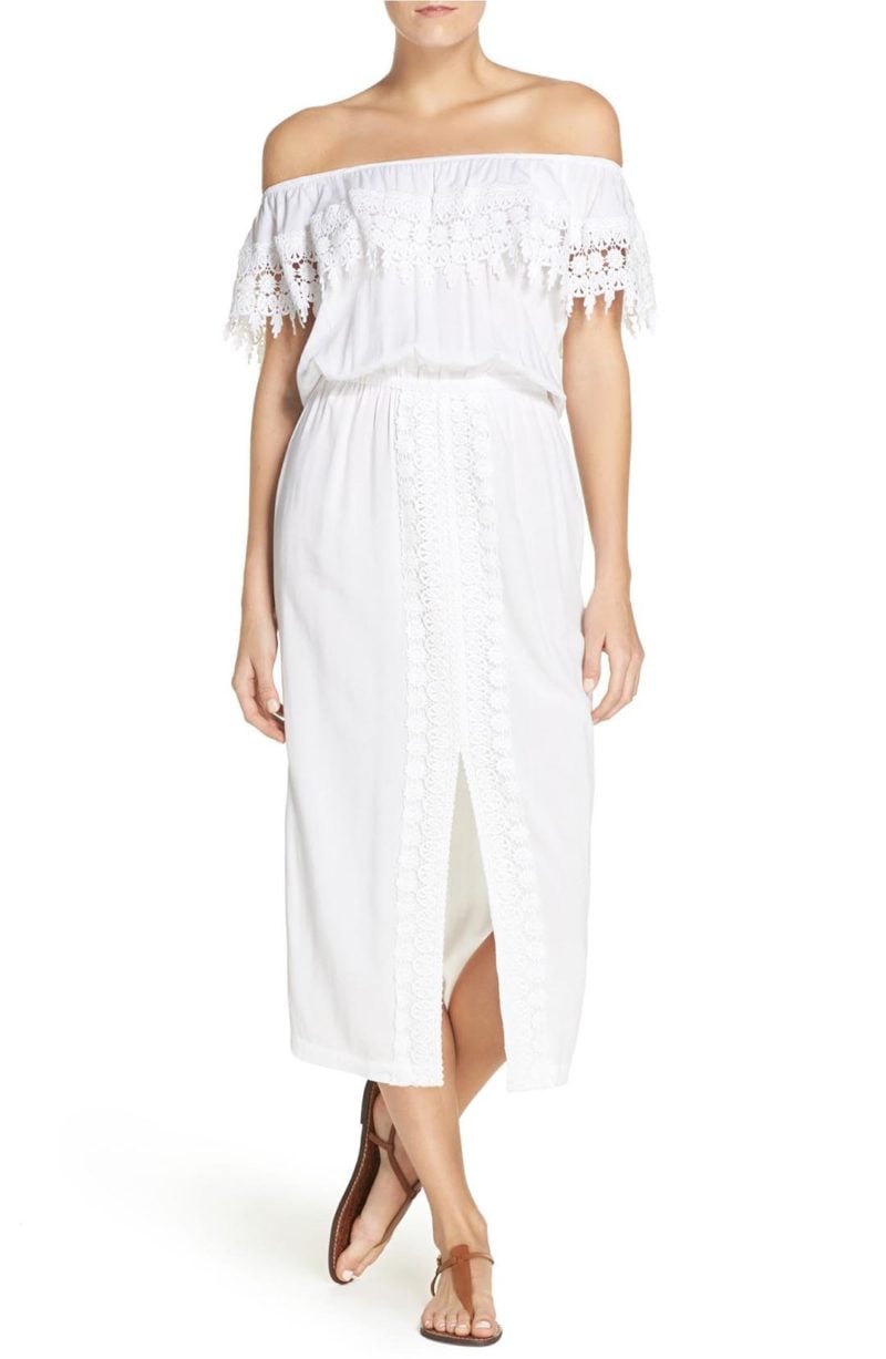 LA BLANCA Costa Brava Off The Shoulder Cover-Up Dress White off the shoulder beach cover ups spring break 2017