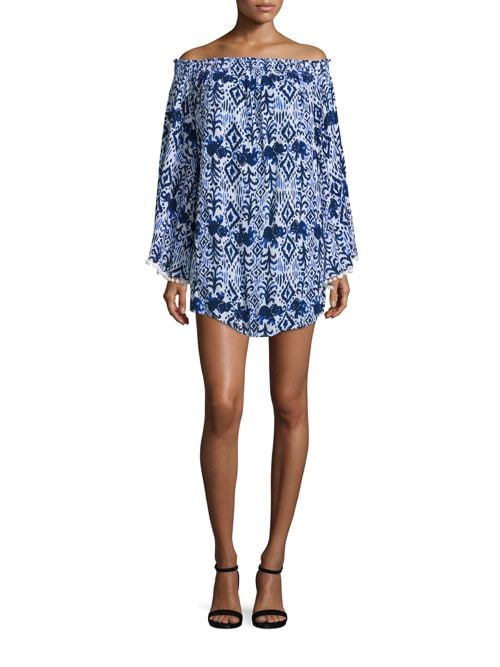 Lilly Pulitzer Nita Off-The-Shoulder Coverup Bright Navy off the shoulder beach cover ups for spring break 2017