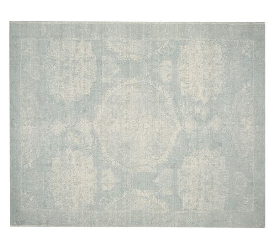 Pottery Barn BARRET PRINTED RUG - PORCELAIN BLUE pottery barn st. patrick's day sale