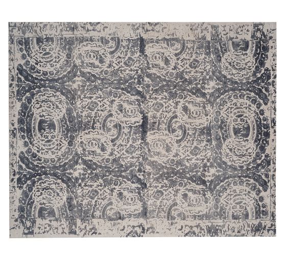 Pottery Barn BOSWORTH PRINTED WOOL RUG - GRAY pottery barn st. patrick's day sale