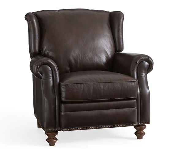 Pottery Barn PERCY LEATHER RECLINER 2017 pottery barn st. patrick's day sale