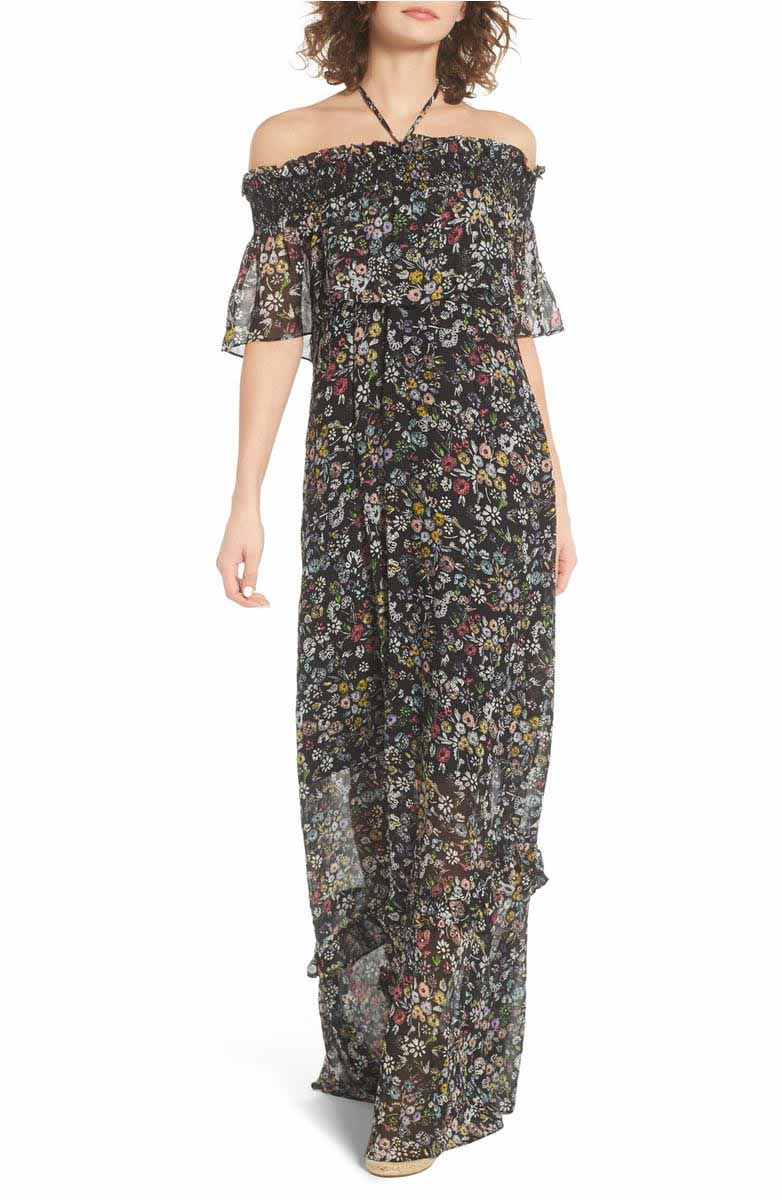REBECCA MINKOFF Loma Cold Shoulder Maxi Dress Balboa Garden Print cold shoulder maxi dresses spring 2017