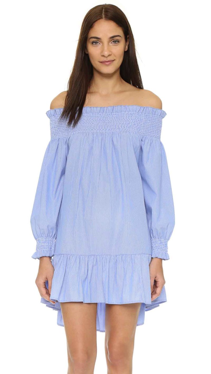 Thayer J Love Off The Shoulder Cover Up Dress Pinstripe off the shoulder beach cover ups spring break 2017