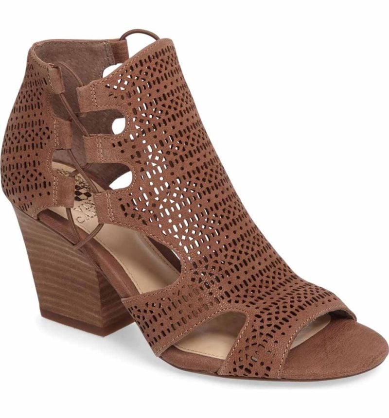 camouflage open toe booties