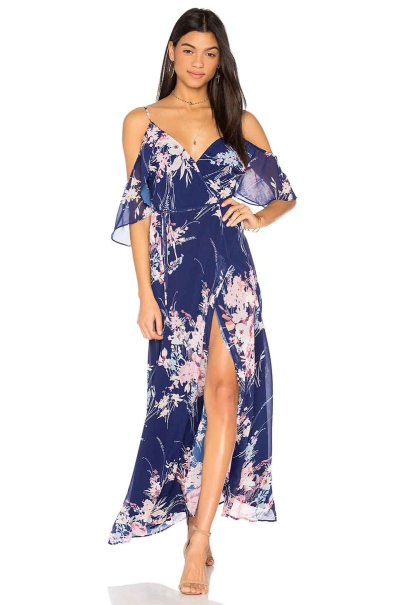 YUMI KIM ENDLESS LOVE MAXI DRESS Botanical Garden Navy cold shoulder maxi dresses spring 2017