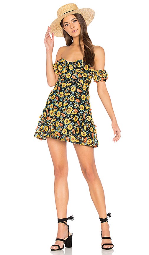 FOR LOVE & LEMONS Amelia Strapless Mini Dress Sunflower Print floral print dresses spring 2017
